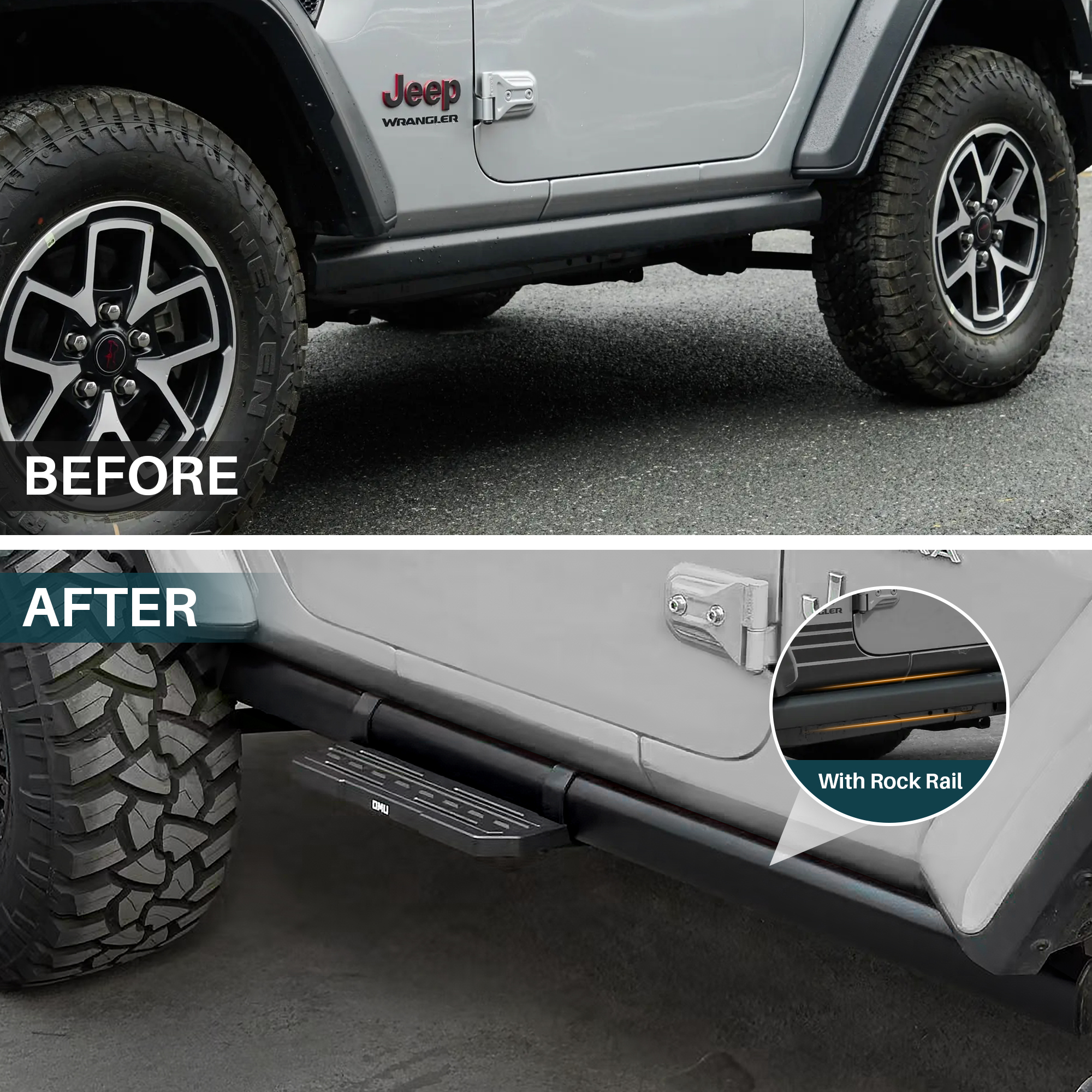 Side Steps For 2018 Wrangler JL 2 Doors Rubicon Only With OEM Rock Rails