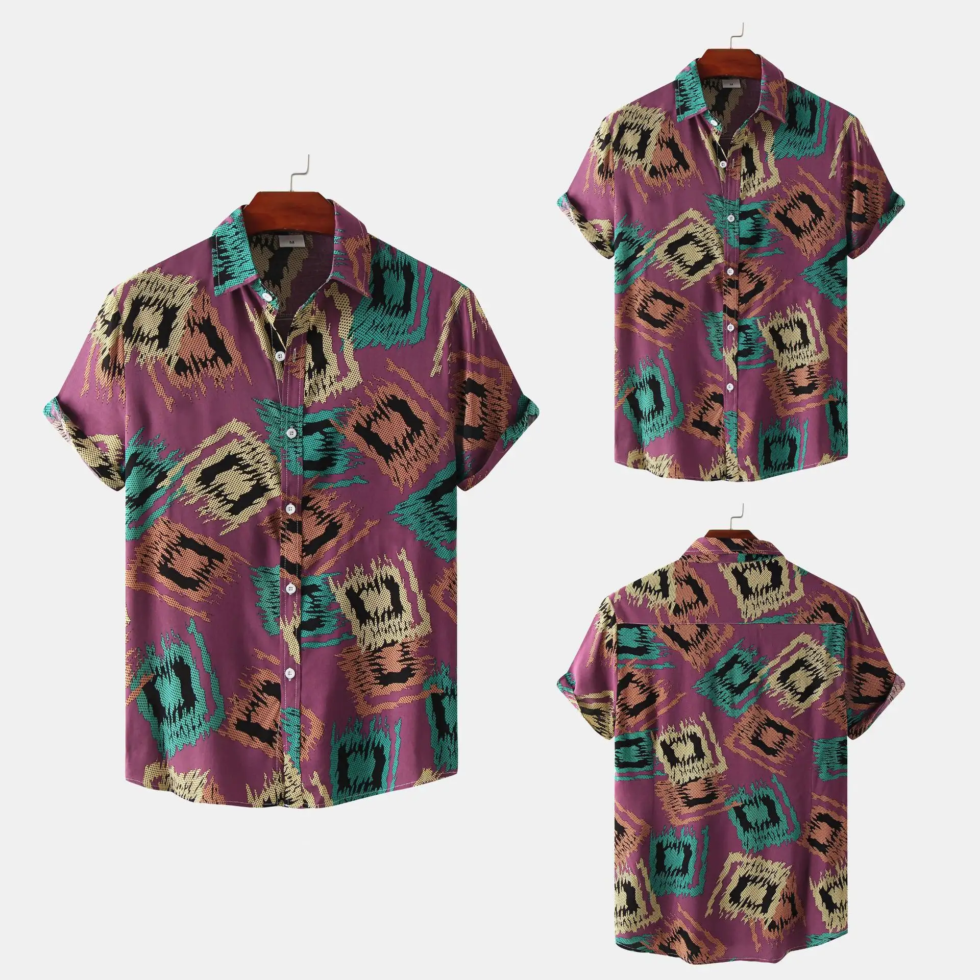 Men's Plus Size Printed Short Sleeve Shirt Fashion