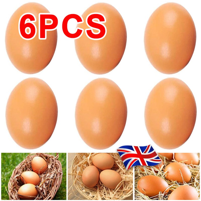 6PCS Fake Wooden Chicken Eggs Help Hen Lay Eggs Agricultural Tool For Chicken UK
