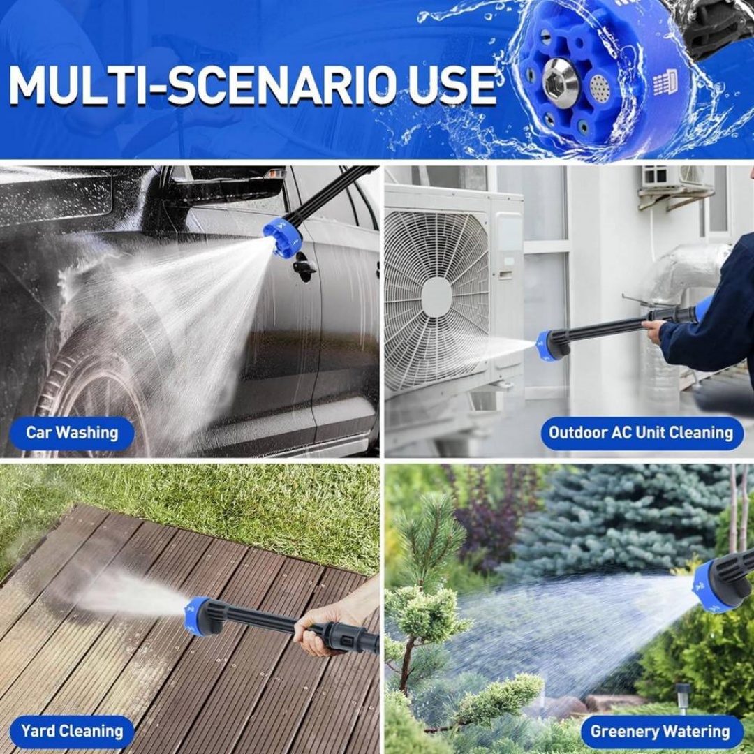 Cordless Car High Pressure Washer Jet 7in1 Rechargeable Cleaner Gun 2Battery — image 2