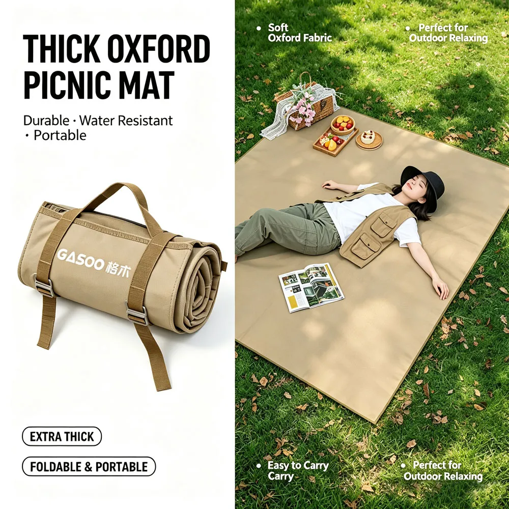Oxford Cloth Picnic Mat, Large Waterproof Outdoor Camping Blanket, Portable Foldable Picnic Beach Mat For Park Hiking Travel