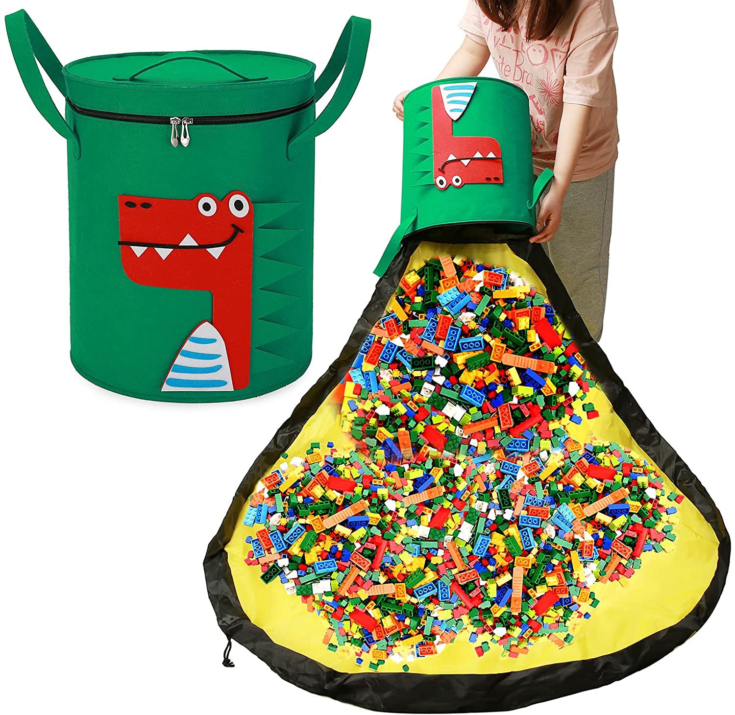 Felt Storage Bag Toy Play Mat 2 In 1 Pull Rope — foto 26