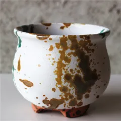 Ceramic Retro Flower Pots For Home Balcony - Sand Painting - View 1