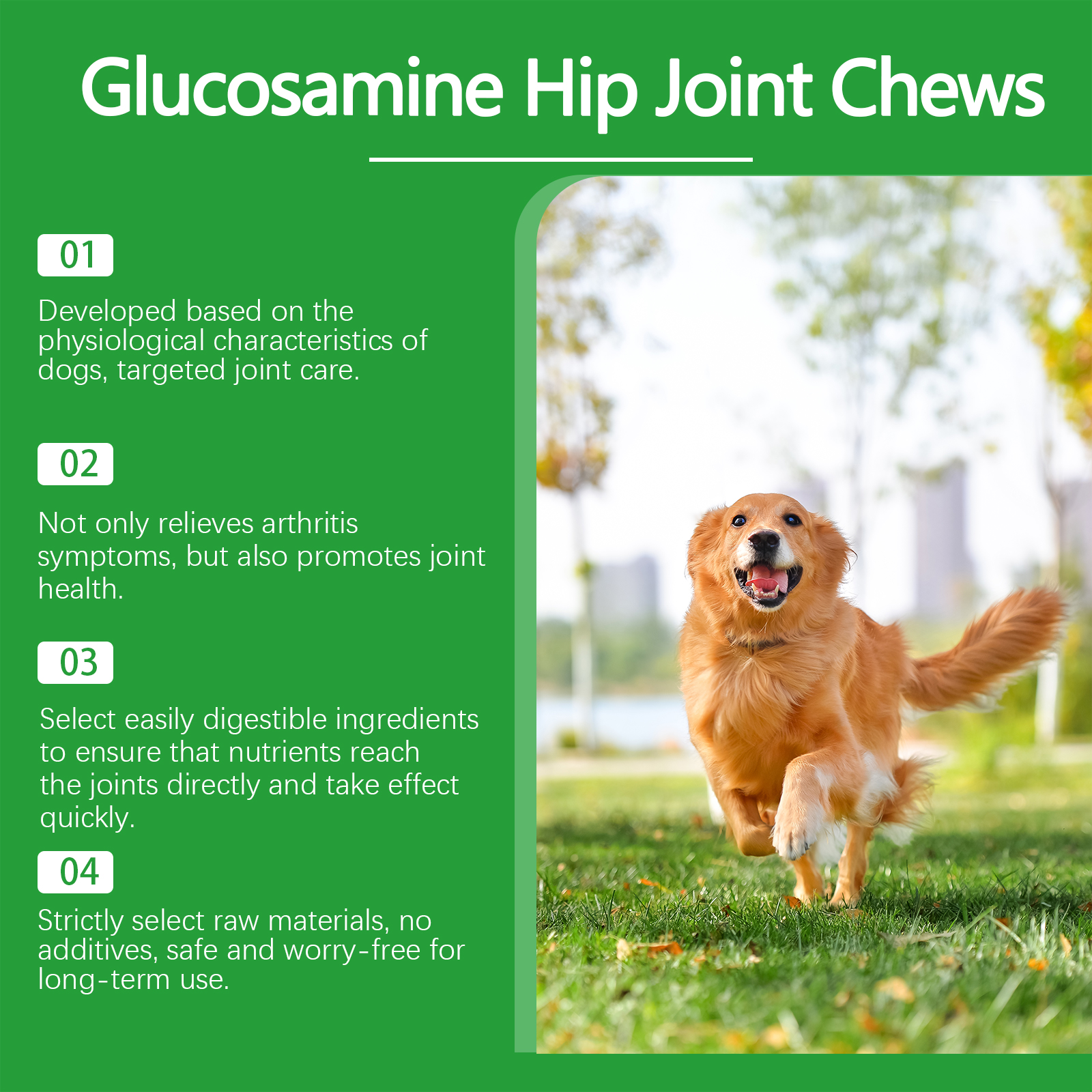 Dog Glucosamine Hip Joint Chews, Chondroitin Joint Support Supplements For All Breeds, Chicken Flavor Soft Chews To Relieve Joint Pain & Boost Mobility — foto 3