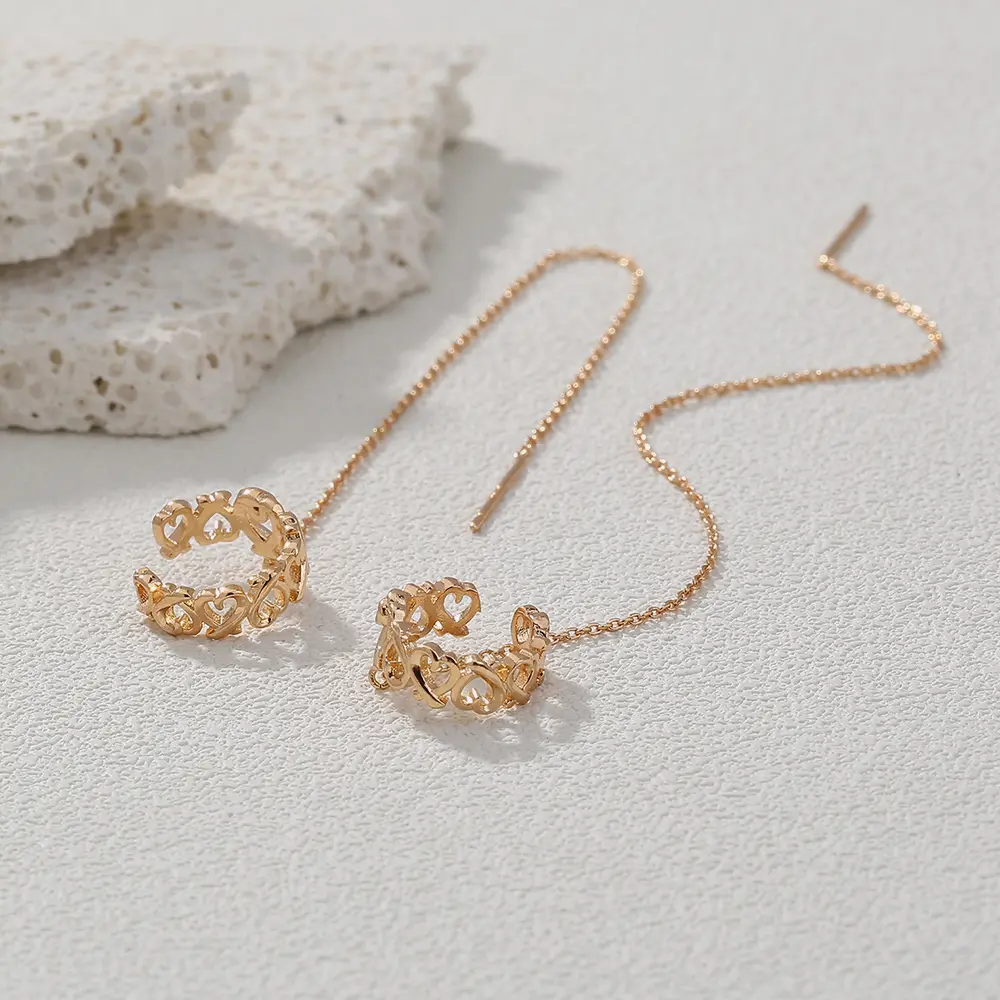 Love Ear Bone Clip Japanese Korean Fashion Sweet Ear Chain Temperament Simple Extra Long Ear Thread Jewelry