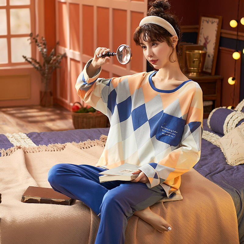 Loose Round Neck Ladies Cotton Home Service Suit Autumn And Winter