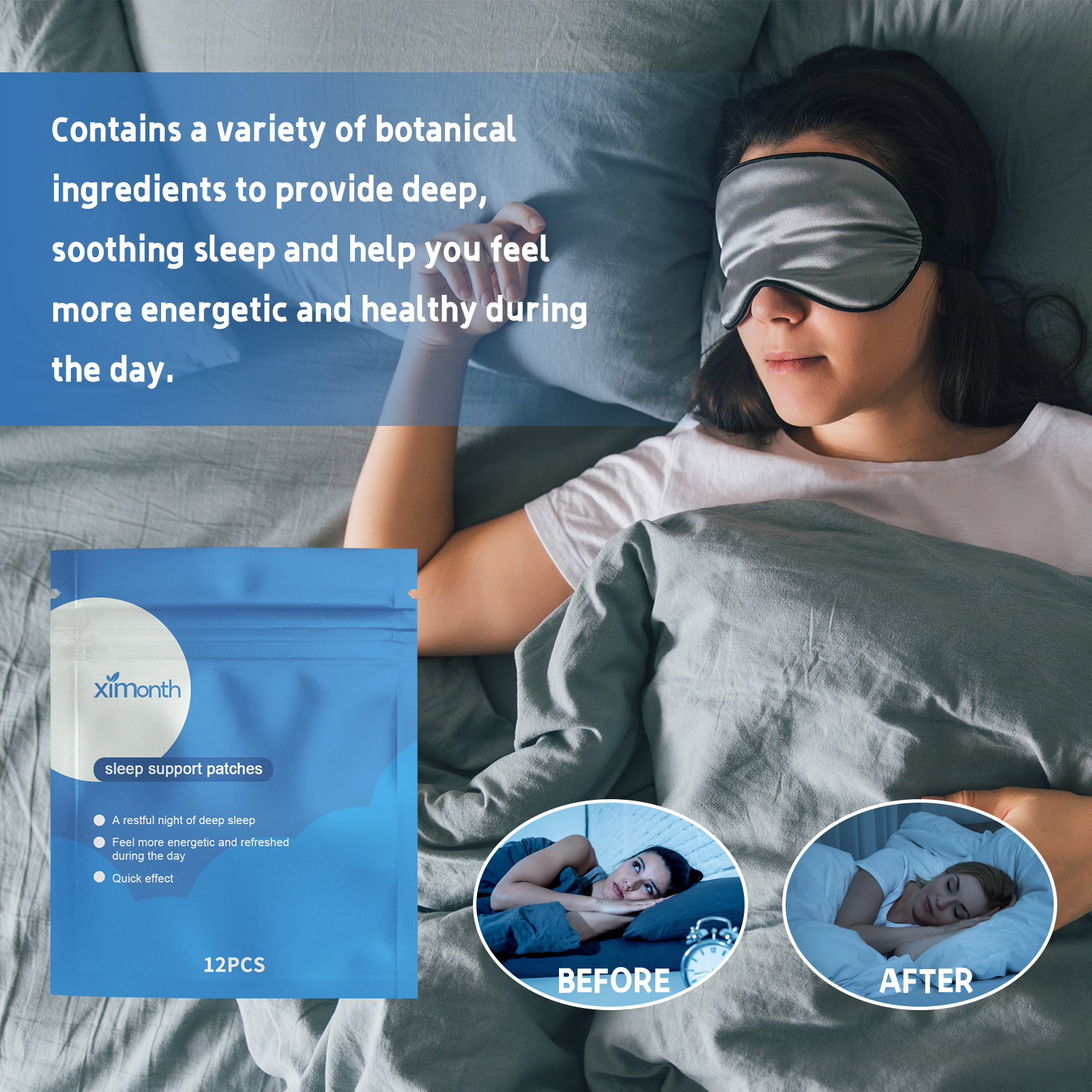 Ximonth Sleeping Patch, Care For Sleep Relax Body And Mind Physical Fatigue Fatigue Relieve Stress Peace Of Mind Sleep