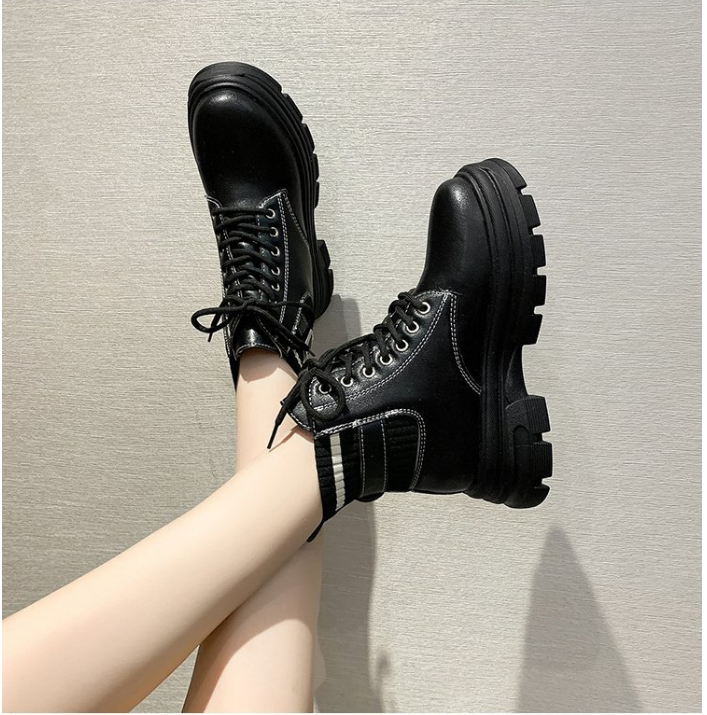 Lace Up Ankle Boots British Style Round Toe Casual
