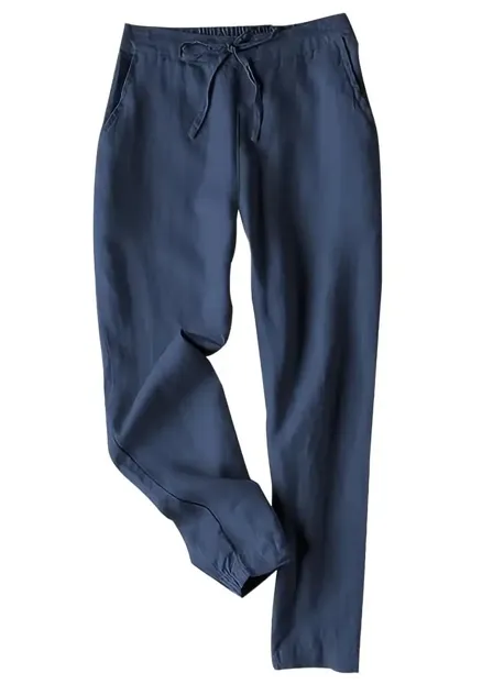 Linen Pants Summer Casual High waisted Drawstring Beach Pants Blue - Shop at LoveMi