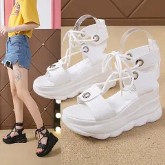 Inner Heightening All-match Fish Mouth Women's Sandals Wedge Platform Platform Shoes - White - View 1