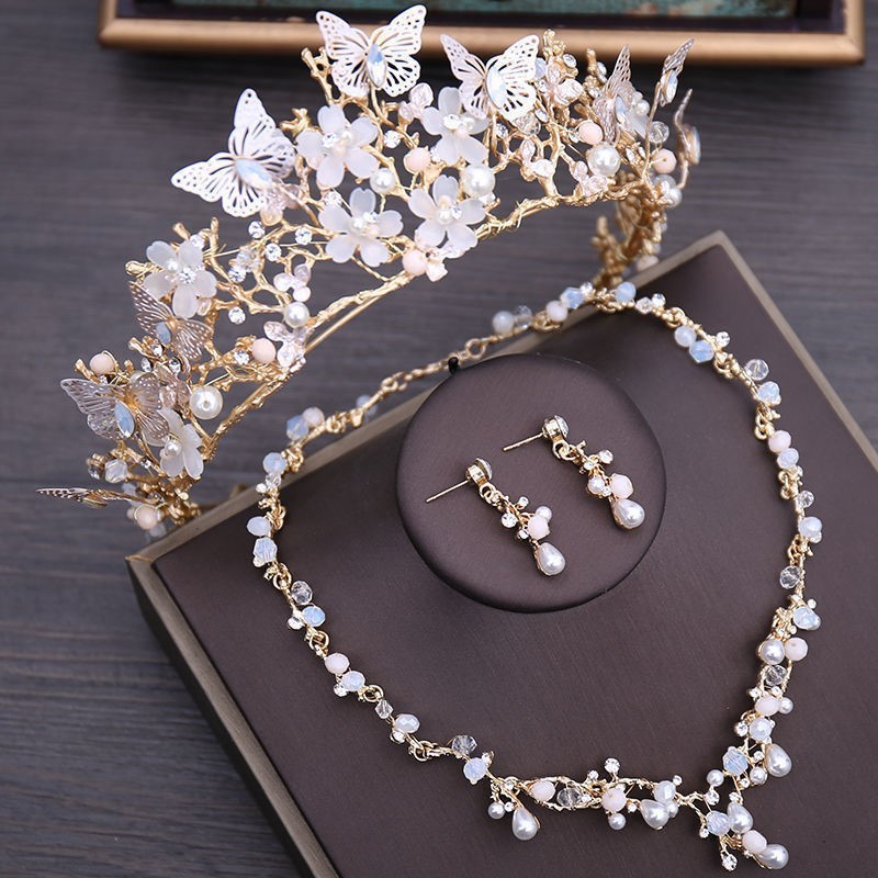 Veil Bride Wedding Dress Crown Three-piece Headdress Crown Super Fairy Series — foto 2