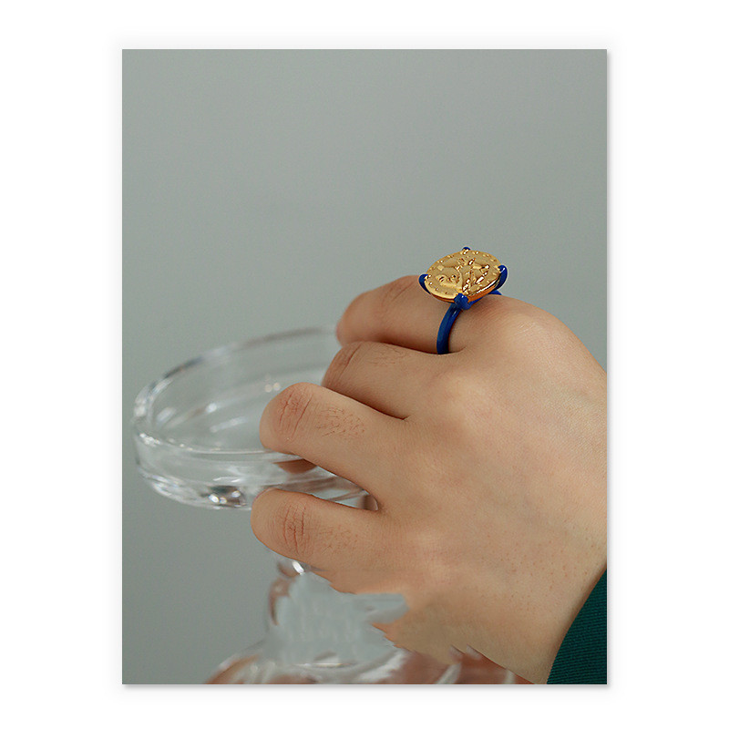 Women's Blue Handmade Oil Drip Ring Is Not Easy To Fade
