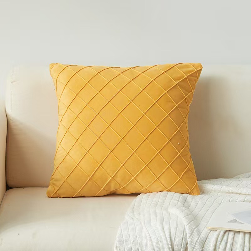 Husă pentru pernă decorativă cu model matlasat în formă de romb, husă decorativă din catifea suede, husă pătrată cu textură moale pentru canapea, pat, decor