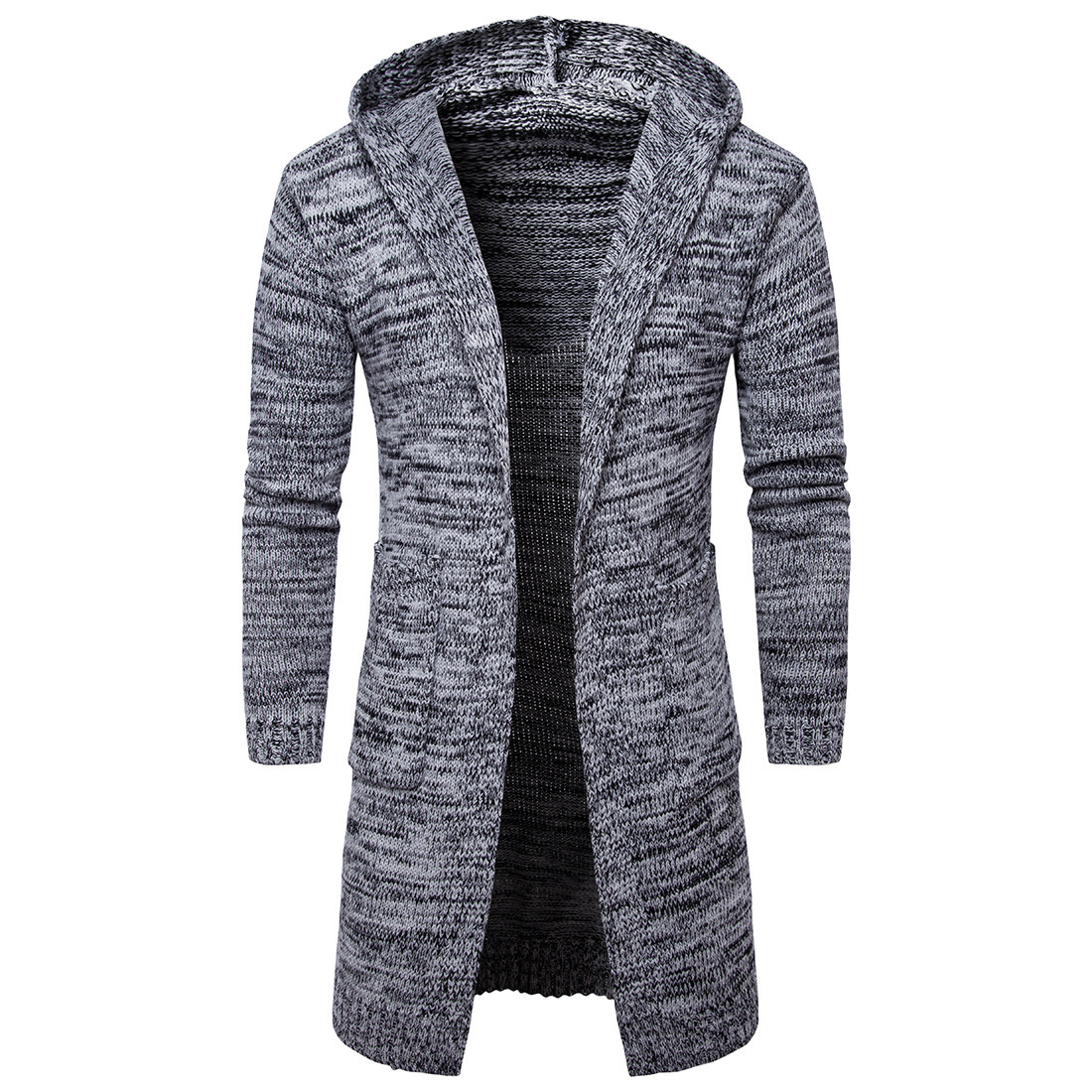 Title 6, Medium Length Solid Color Hooded Cardigan Knit ...