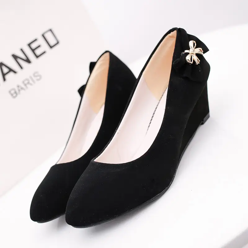 Bowknot Round Toe Wedge Single Shoes Women
