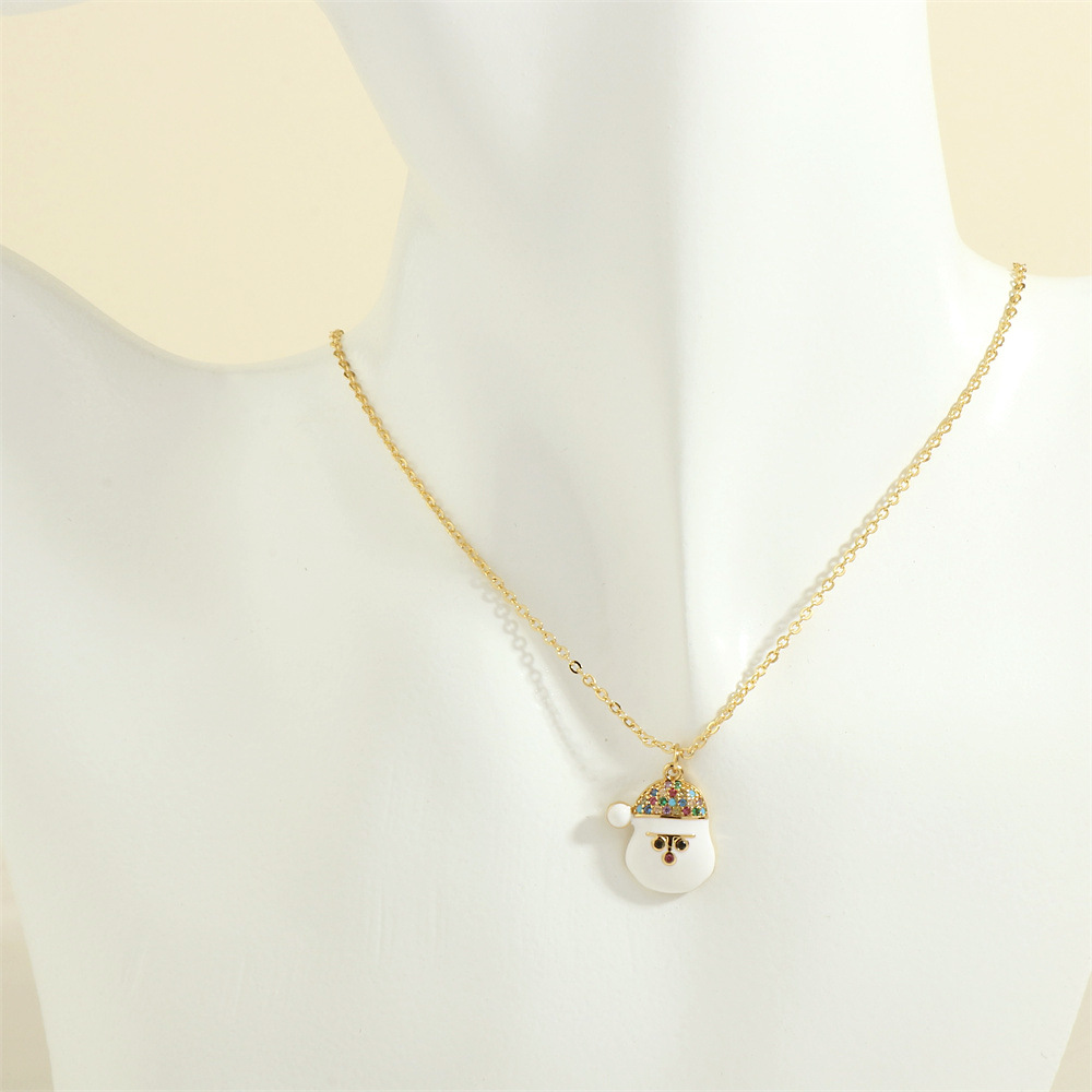 Рождественская елка, Санта-Клаус, Лось, Снеговик, ожерелье с каплями масла и цветными стразами, Ins Festival, ожерелье-цепочка на ключицу для женщин, ювелирные изделия
