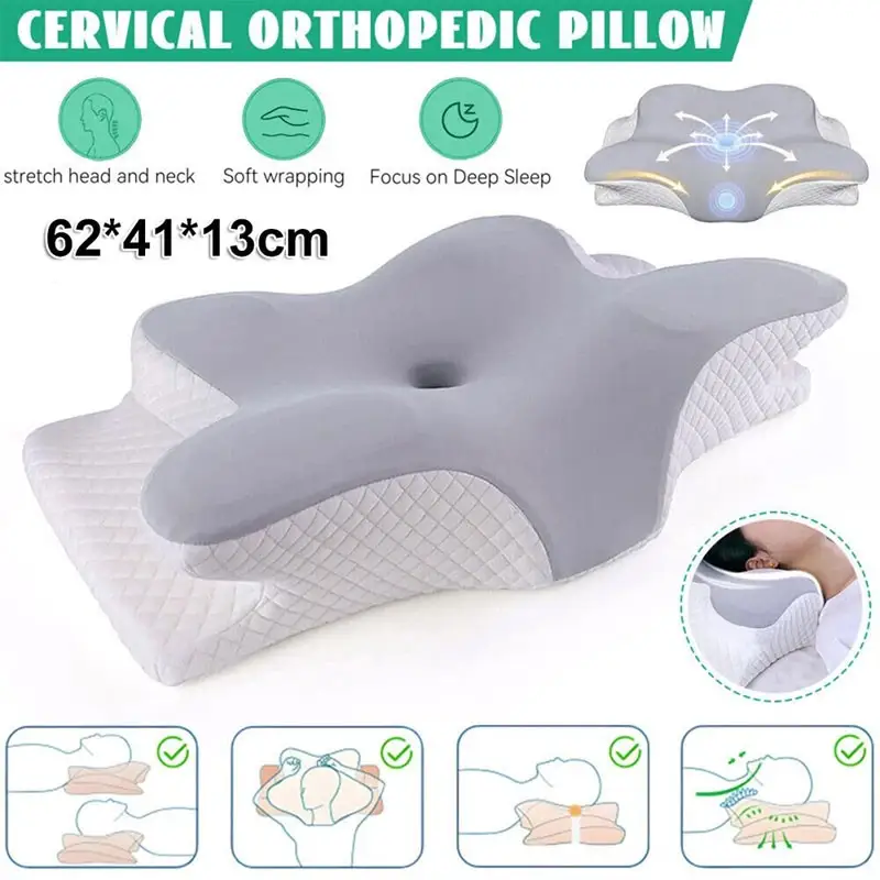 Cervical Memory Foam Neck Pillow Orthopedic Neck Back Support Anti Snore