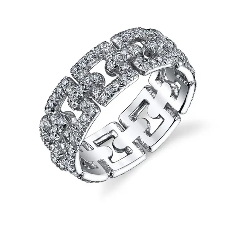Full Diamond And Micro Inlaid Zircon Ring