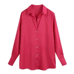 New Women's Street Fashion Urban Casual Shirt - Rose - View 1