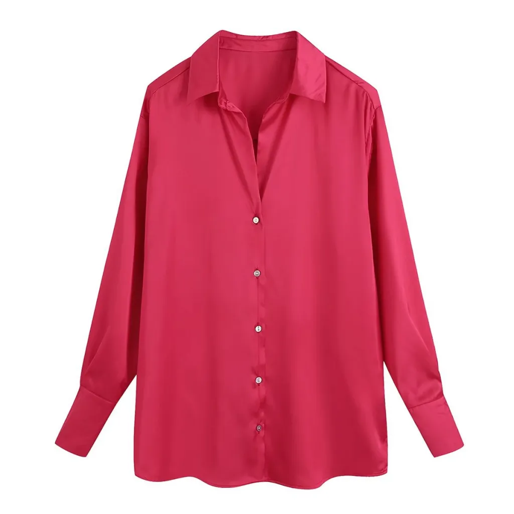 New Women's Street Fashion Urban Casual Shirt - Rose Red