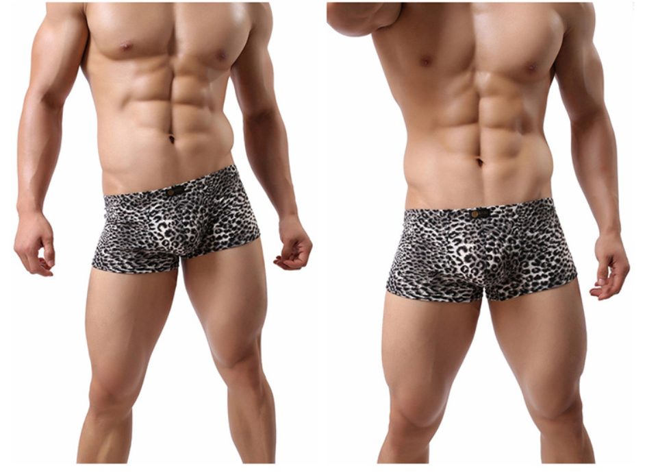 Title 2, Cueca boxer masculina com estampa de leopardo, ...