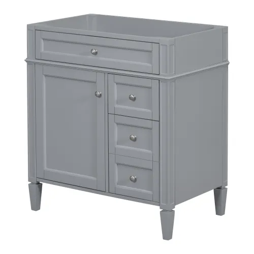 30'' Bathroom Vanity Without Top Sink, Modern Bathroom Storage Cabinet With 2 Drawers And A Tip out Drawer Grey - Shop at LoveMi