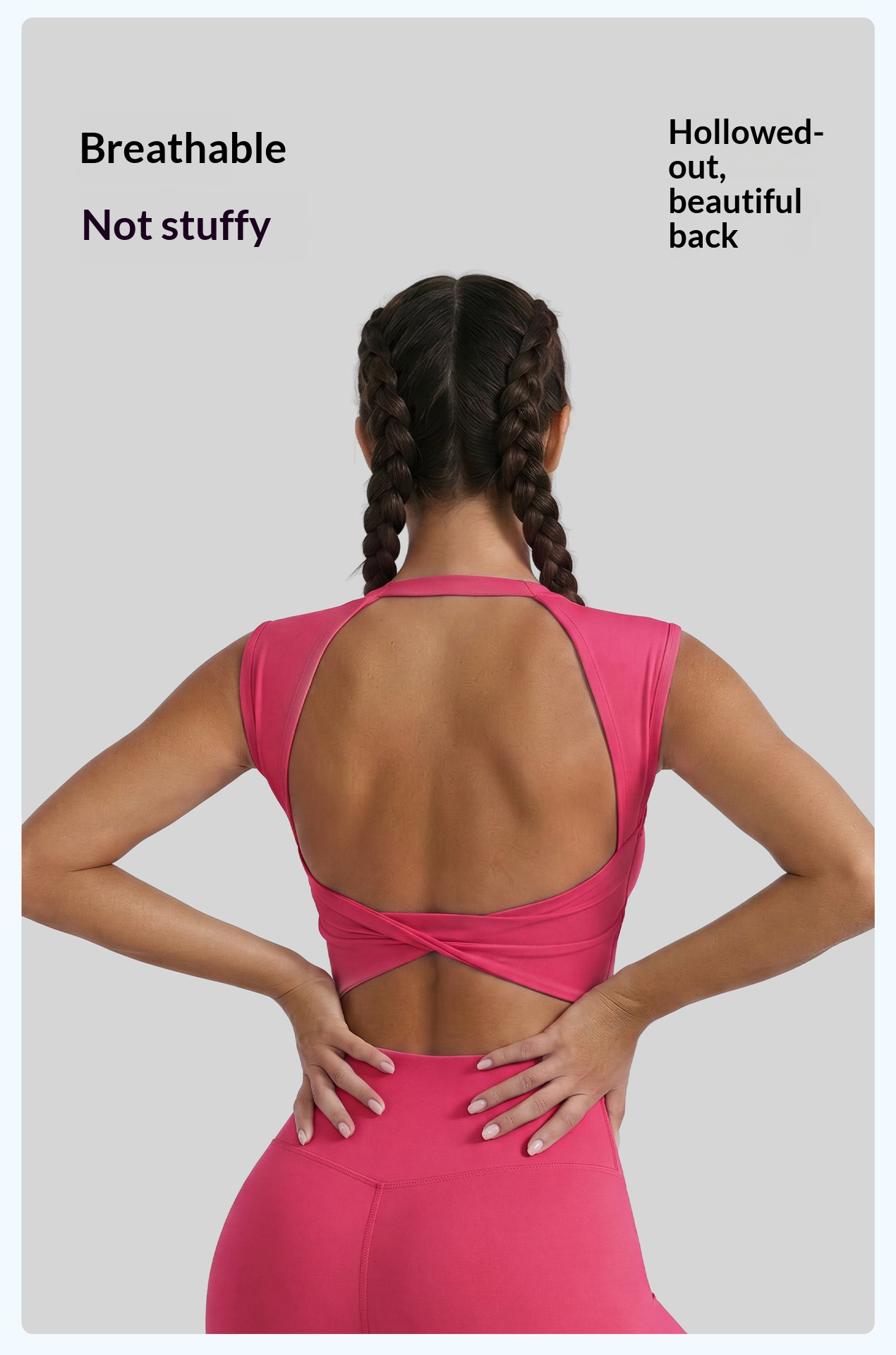 New Hollow Out Twist Tank Sports Bra With Removable Pads, Dopamine Fitness Bra 5