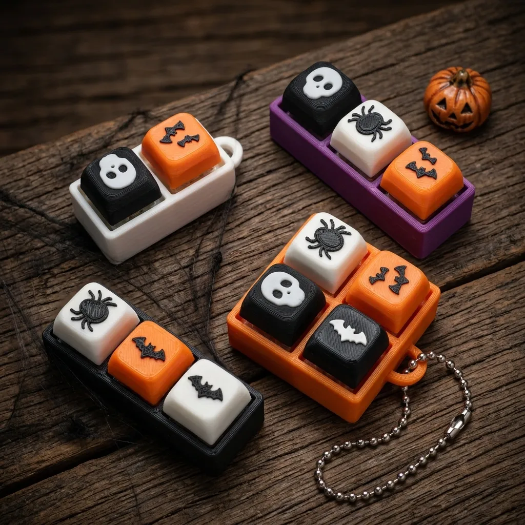 Halloween Mechanical Keyboard Fidget Keychain, 3D Printed