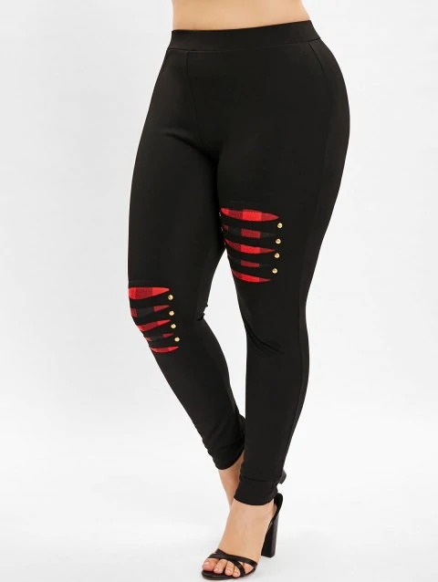 Knife Stitching Contrast Color Nailed Casual Leggings