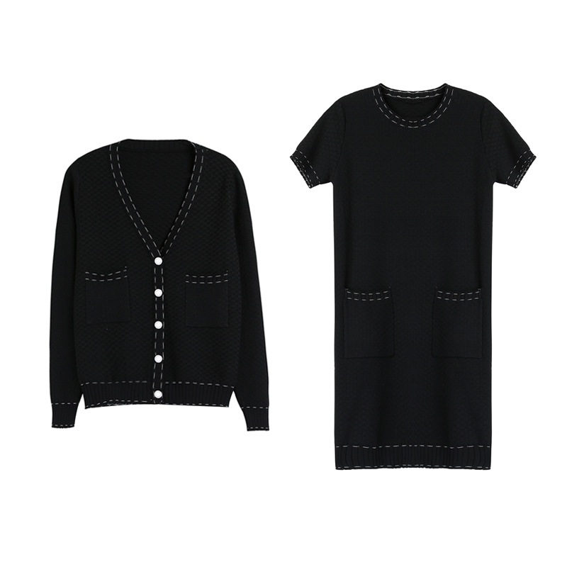 Women's Long Sleeve Casual Coat Two-piece Skirt