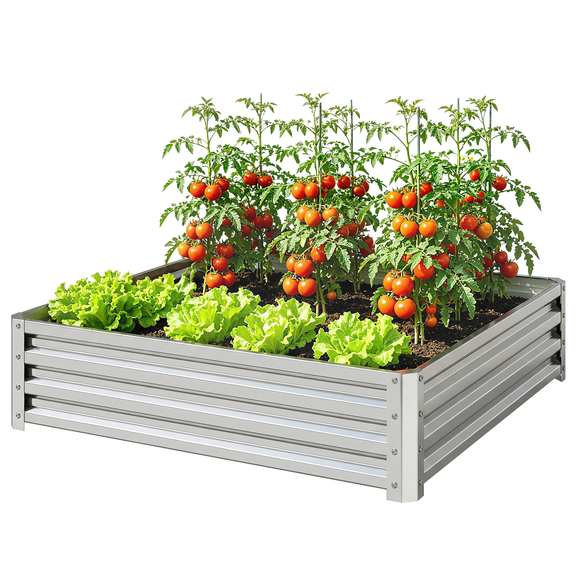 Square Elevated Garden Bed Box With Weather Resistant Steel Frame, Suitable — image 3