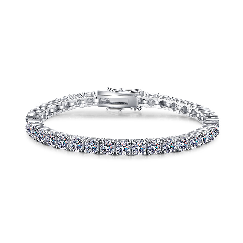 Title 1, Platinum Silver Plated Moissanite Bracelet Full...