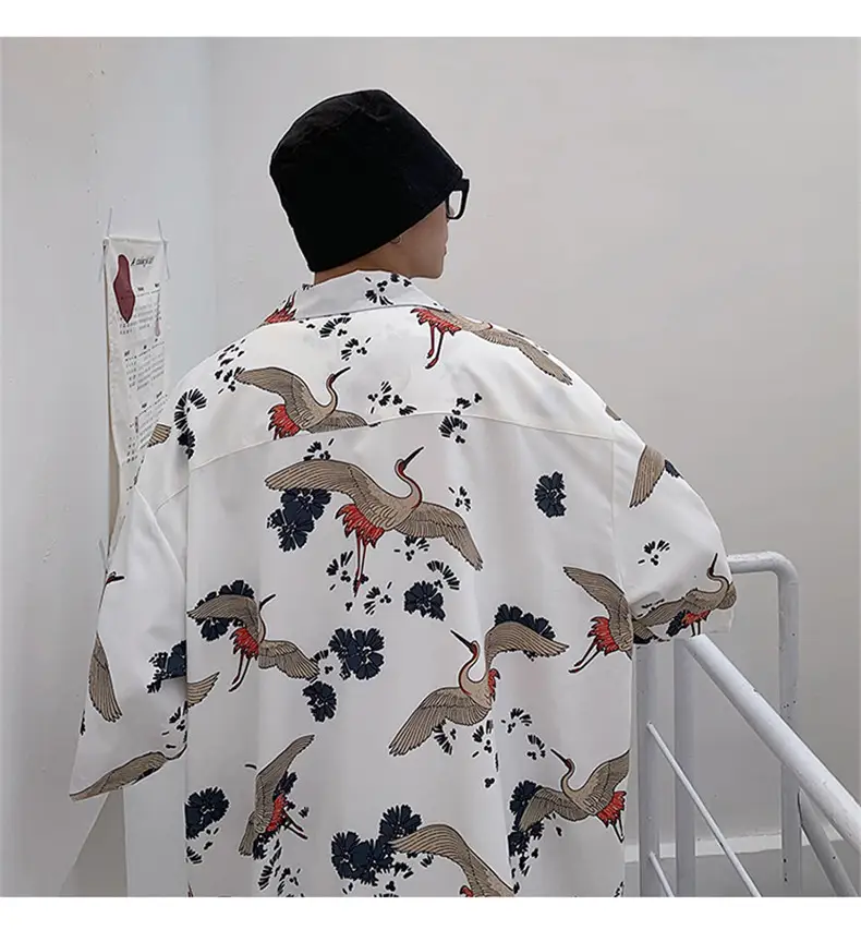 Thin Printed Loose Short-sleeved Shirt Casual Student Couple Shirt