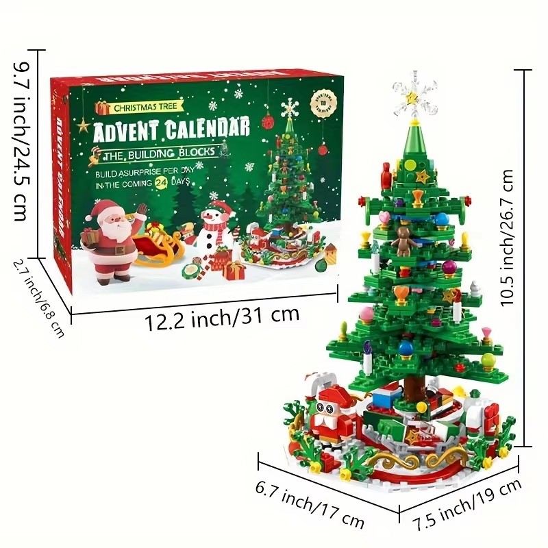 24pcs Advent Calendar 2026 Christmas Tree Building Set
