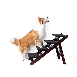 Wooden Dog Stairs Steps - Foldable 4 Levels Pet Stairs & Ramp Perfect For Beds And Cars - Portable Dog Cat Ladder Up To 110 Pounds thumbnail 5