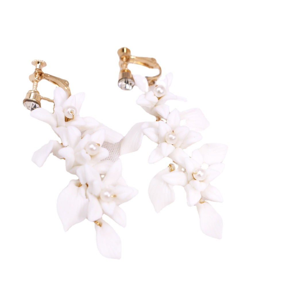 Title 4, Gold And Silver Dual Color Ceramic Flower Earrings