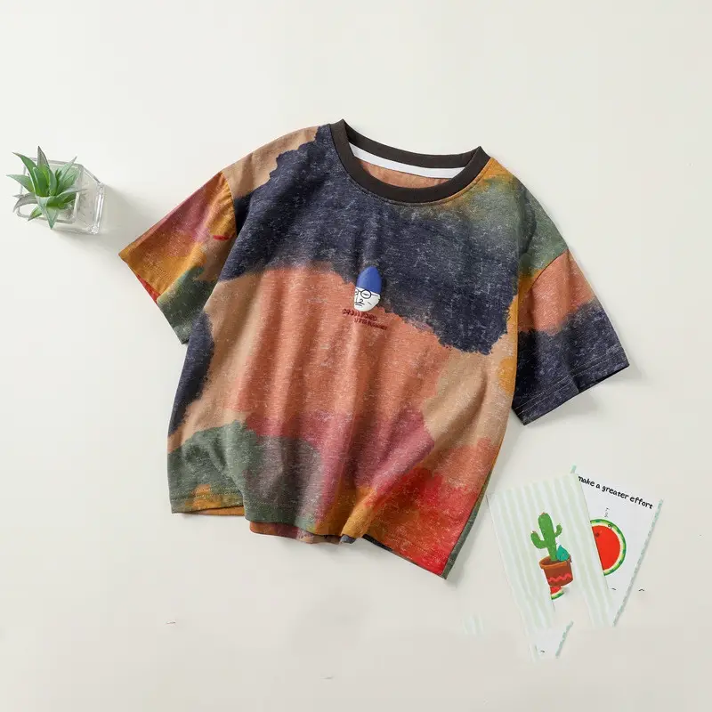 Boys' Tie-dyed Bubble Printed Short-sleeved T-shirt