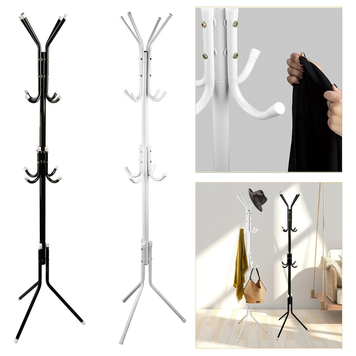 Black-White Options -- Standing Coat Hat Rack
