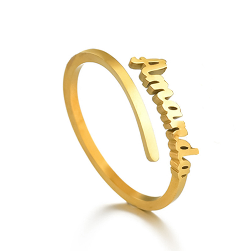 Fashionable Titanium Steel DIY English Name Couple Ring