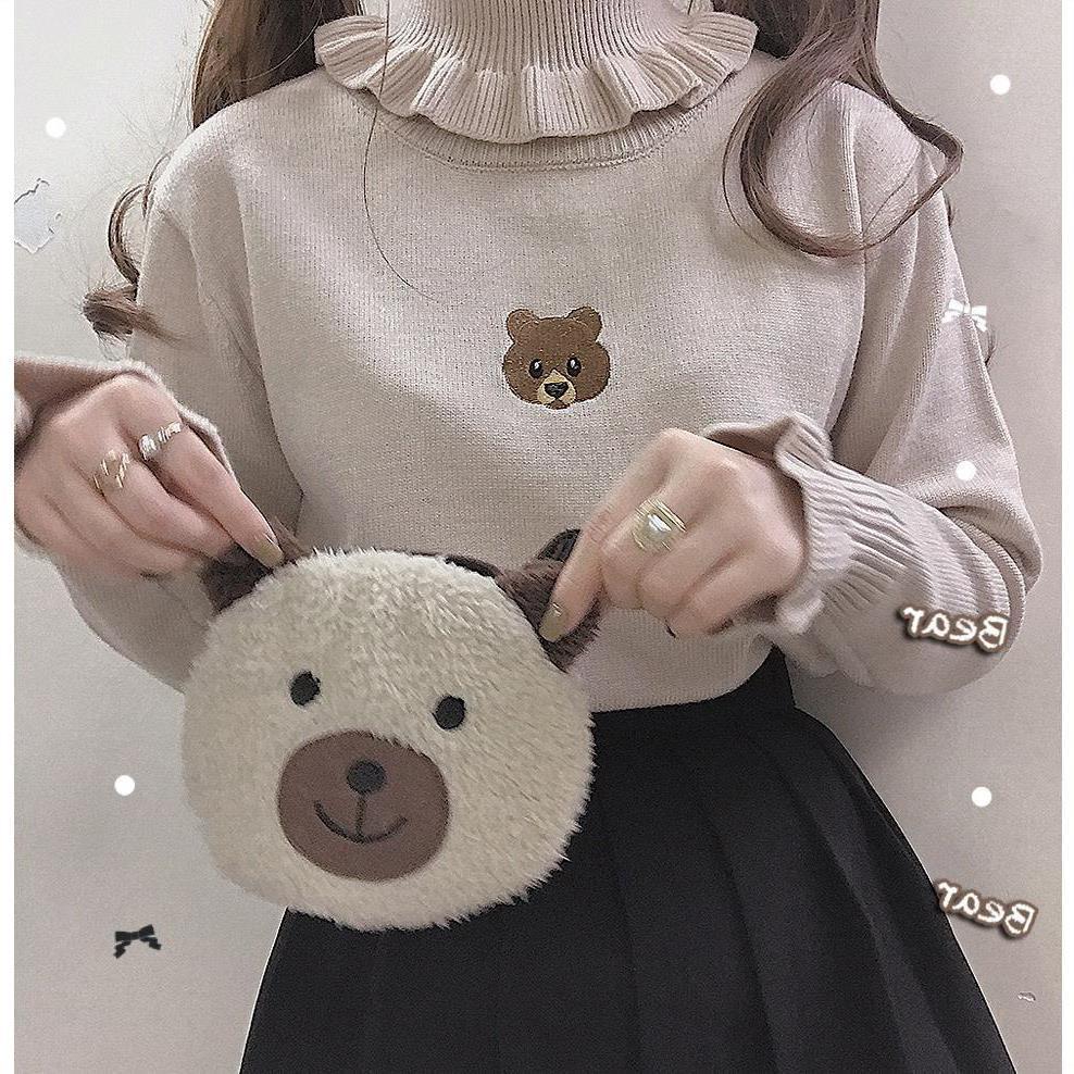 Cute Girl's Top With Slim Fit Fungus And Turtleneck