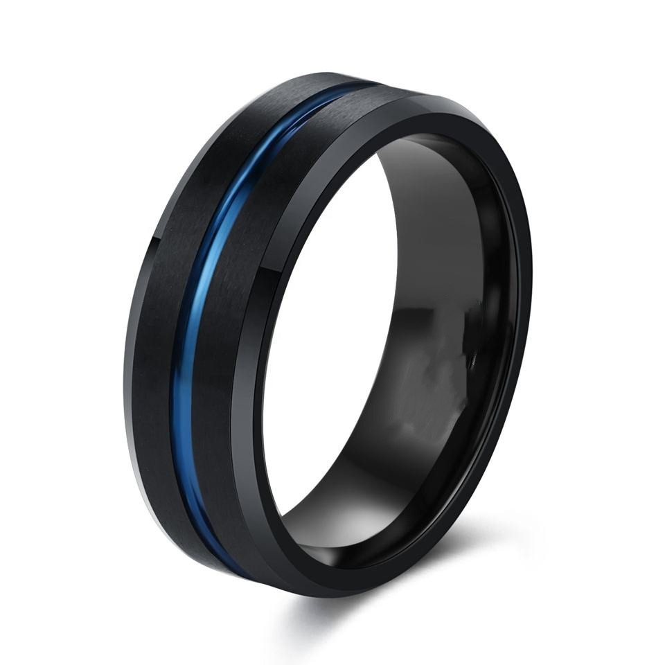 Title 3, Mens Simple Flat Black Tungsten Steel Ring. A ...