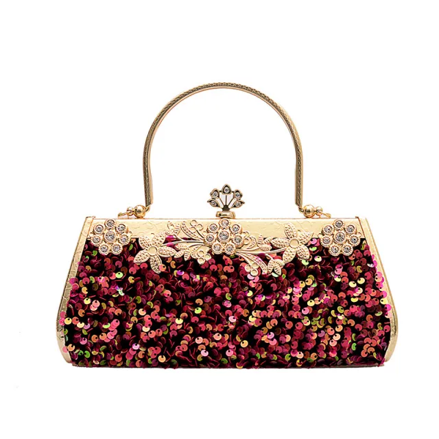Metal Handbag With Diamond Banquet Clutch Red - Shop at LoveMi