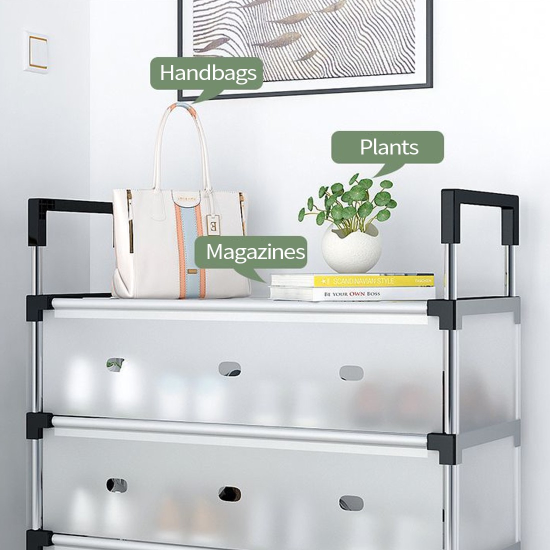 7 Tier Cabinet Storage Organiser Shoe Rack Stand Holder W Dust-proof Cover — image 4