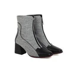 Thick Heel High Heel Ankle Boots Women's Boots Large Size Doc Martens Women's Shoes - Grey - View 1