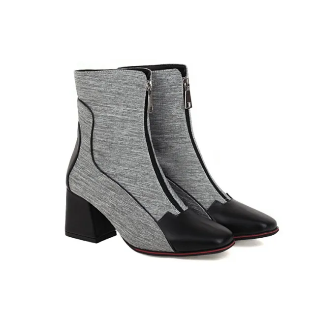Thick Heel High Heel Ankle Boots Women's Boots Large Size Doc Martens Women's Shoes Grey - Shop at LoveMi