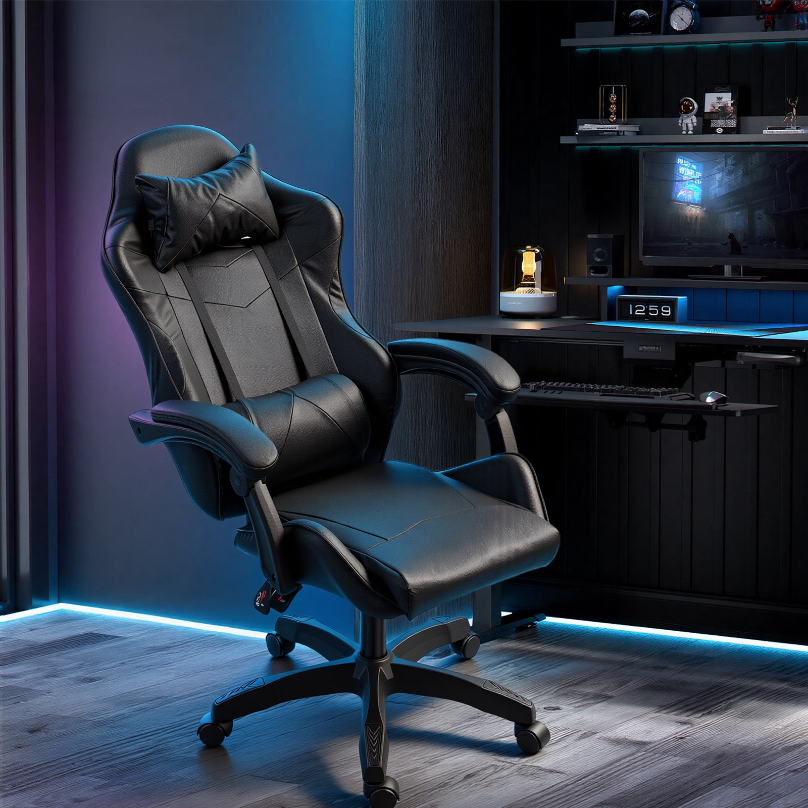 Gaming Reclining Swivel Chair For Adults,Ergonomic Racing PC With Lumbar Support — image 2