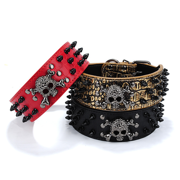 Skull Pet Collar Round Head Nail Dog image 3
