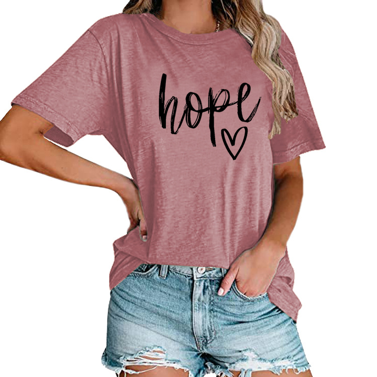 Title 13, Womens HOPE Love Print Loose T-shirt offers ef...