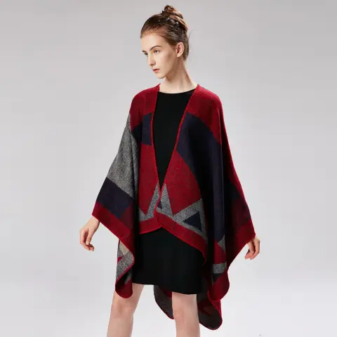 Women's Hooded Solid Tassel Split Shawl