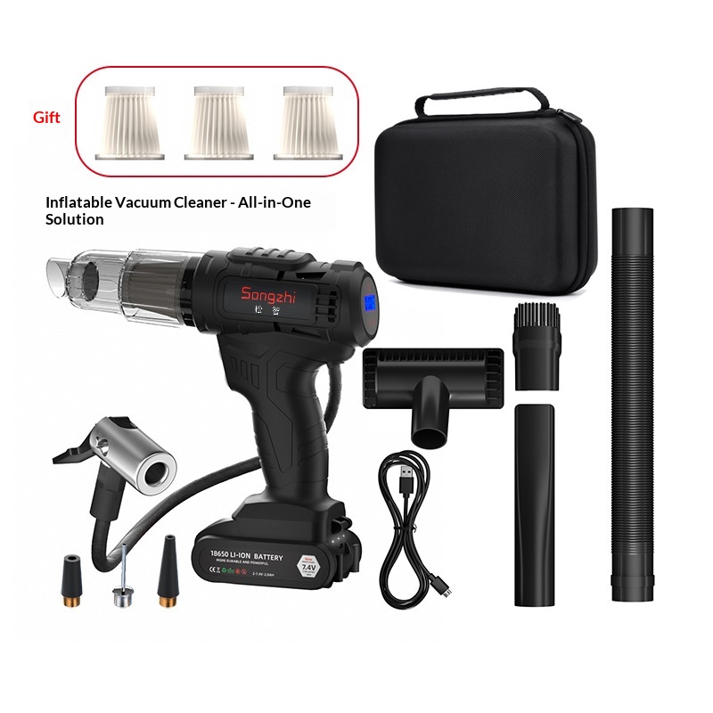 Mini Cordless Handheld Car Vacuum Inflator Combo With LED Light, Powerful Suction 10